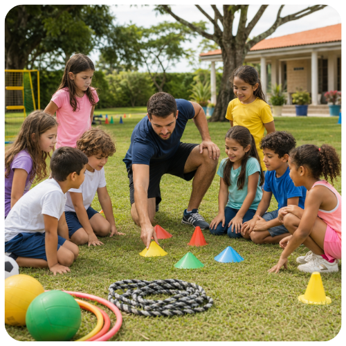 Crianças utilizando o material Férias Sem Improviso