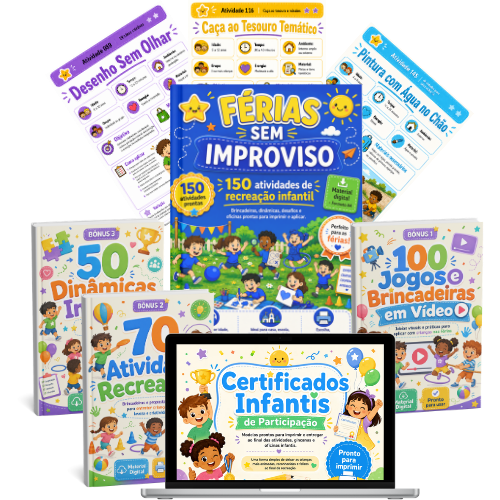 Mockup completo do material Férias Sem Improviso